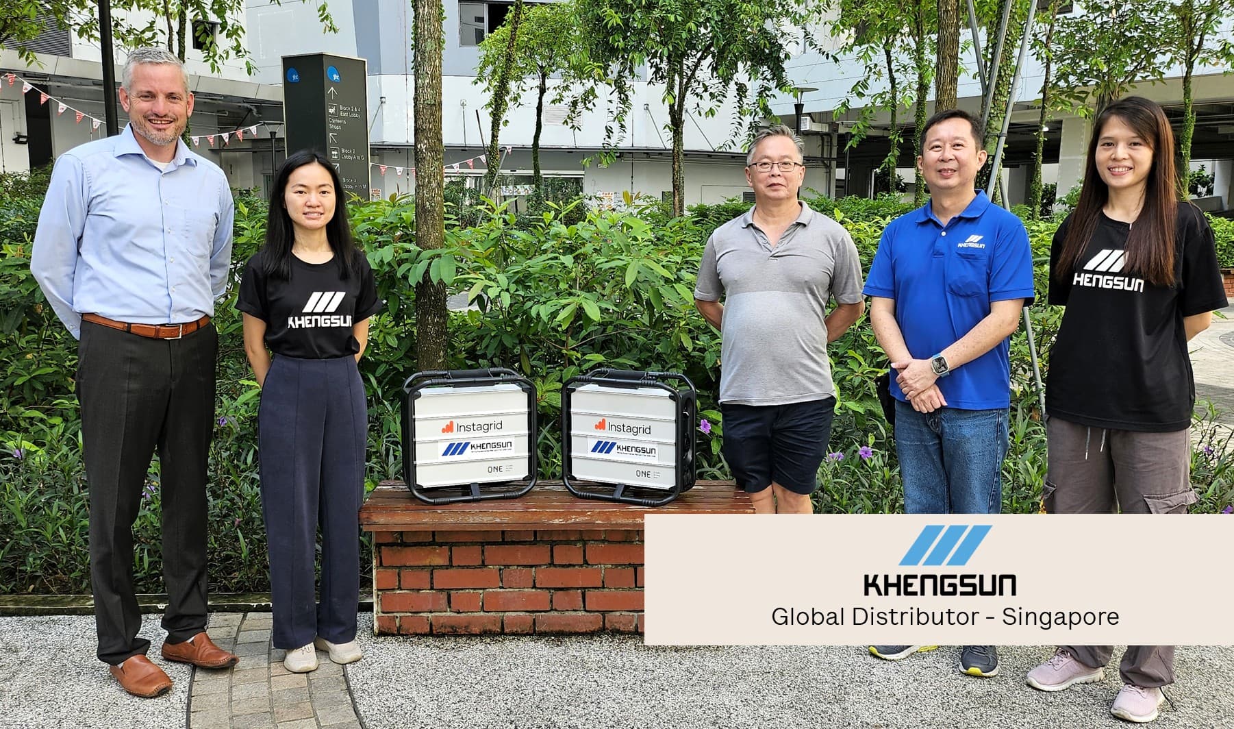 Instagrid's Daniel Riek with the team from Kheng Sun in Singapore, Instagrid's official distributor in Singapore