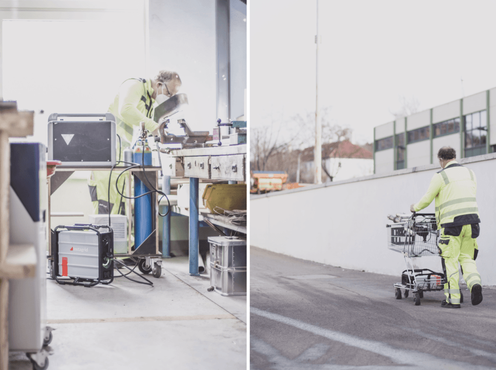 Instagrid ONE Max being used in a welding site
