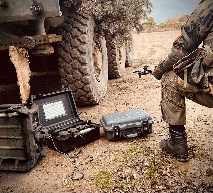 Drone charging with Instagrid GO MIL