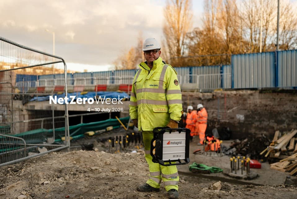 Net Zero week 2026 - Instagrid in use on the A61 Old Mill Bridge project in Barnsley, with the Balfour Beatty team