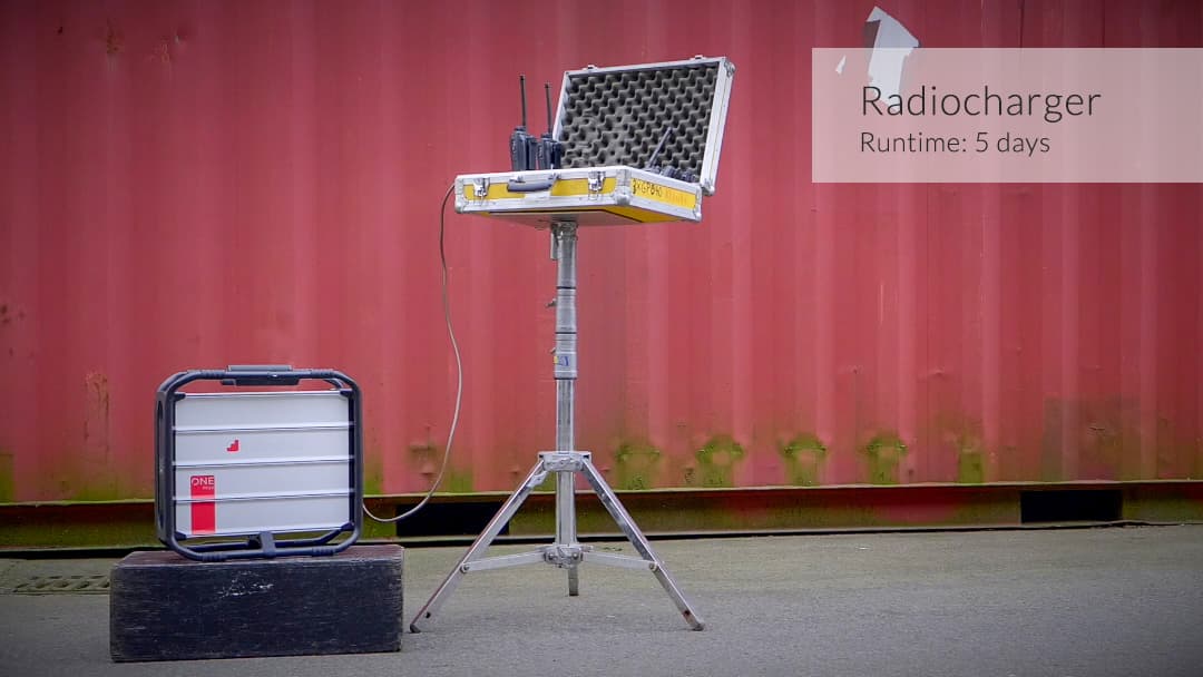 Electric Sun charging Radios with Instagrid ONE Max