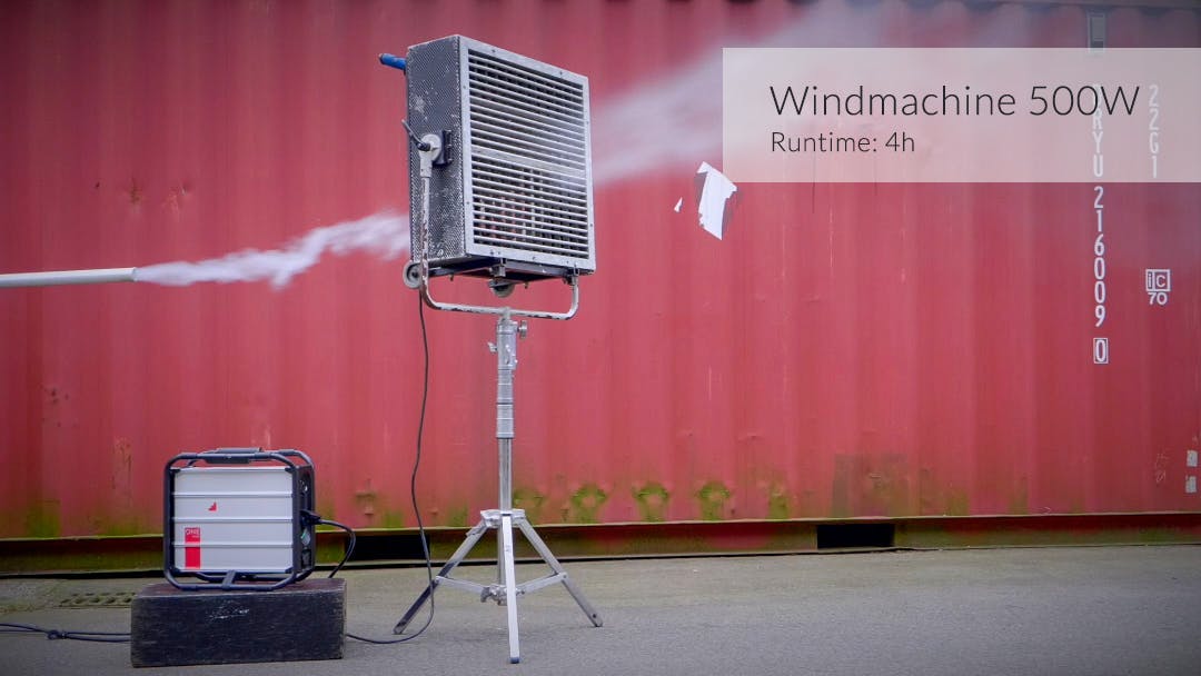 Sun Electric Wind machine 500W powered by Instagrid ONE Max