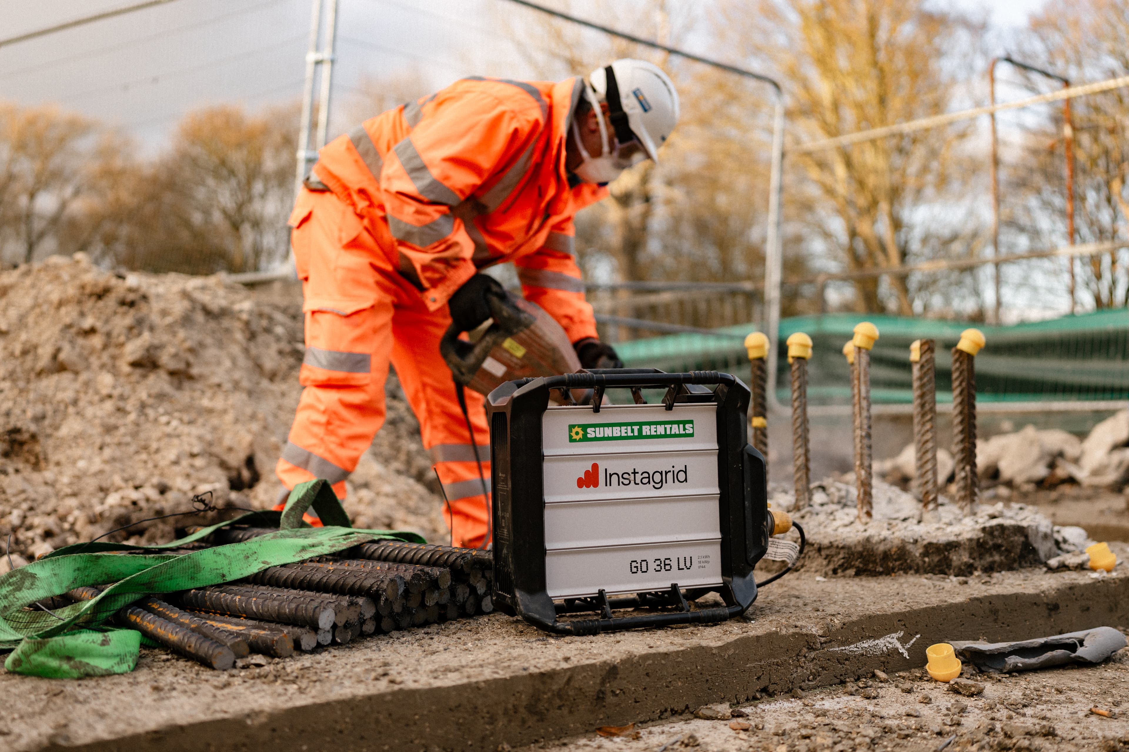 Instagrid portable power being used on site by one of Sunbelts customers