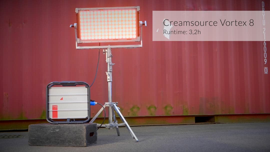 Sun Electric Cream source Vortex 8 light powered by Instagrid ONE Max